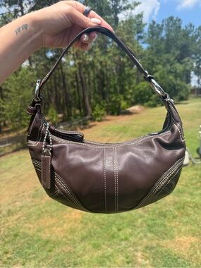Coach Dark Brown Leather Shoulder Hobo